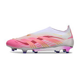 Chuteira Campo Adidas Predator 25 Elite Sem Cadarço FG Branca e Rosa